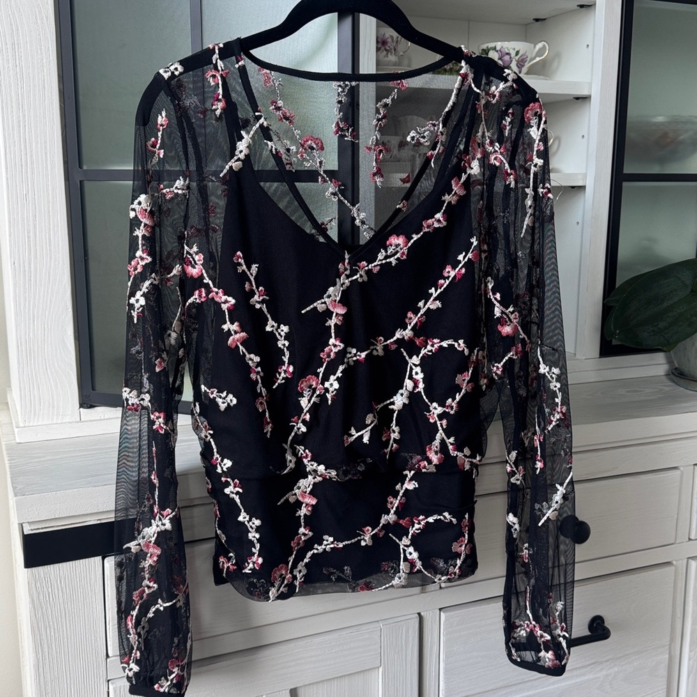 Cherry Blossom Mesh Blouse